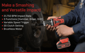 Brushless Impact Driver to Drill with 2 Batteries and Charger